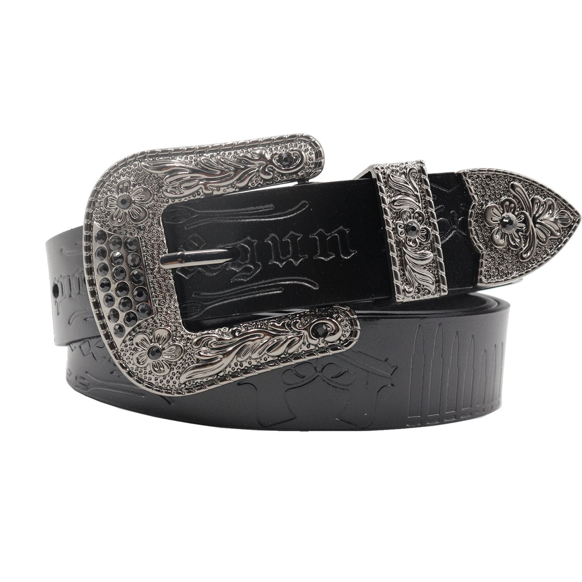 Rhinestone Western Style Cowhide Leather Belt