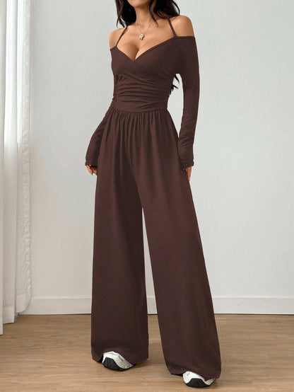Women's V-Neck Wide-Leg Jumpsuit