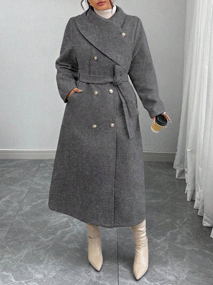 Women's Double-Breasted Wool Blend Coat
