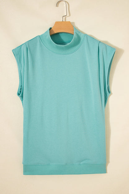 Effen top met hoge hals en korte mouwen osvallend model