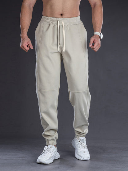 Men Solid Color Loose Fit Drawstring Sweatpants for Sports and Casual