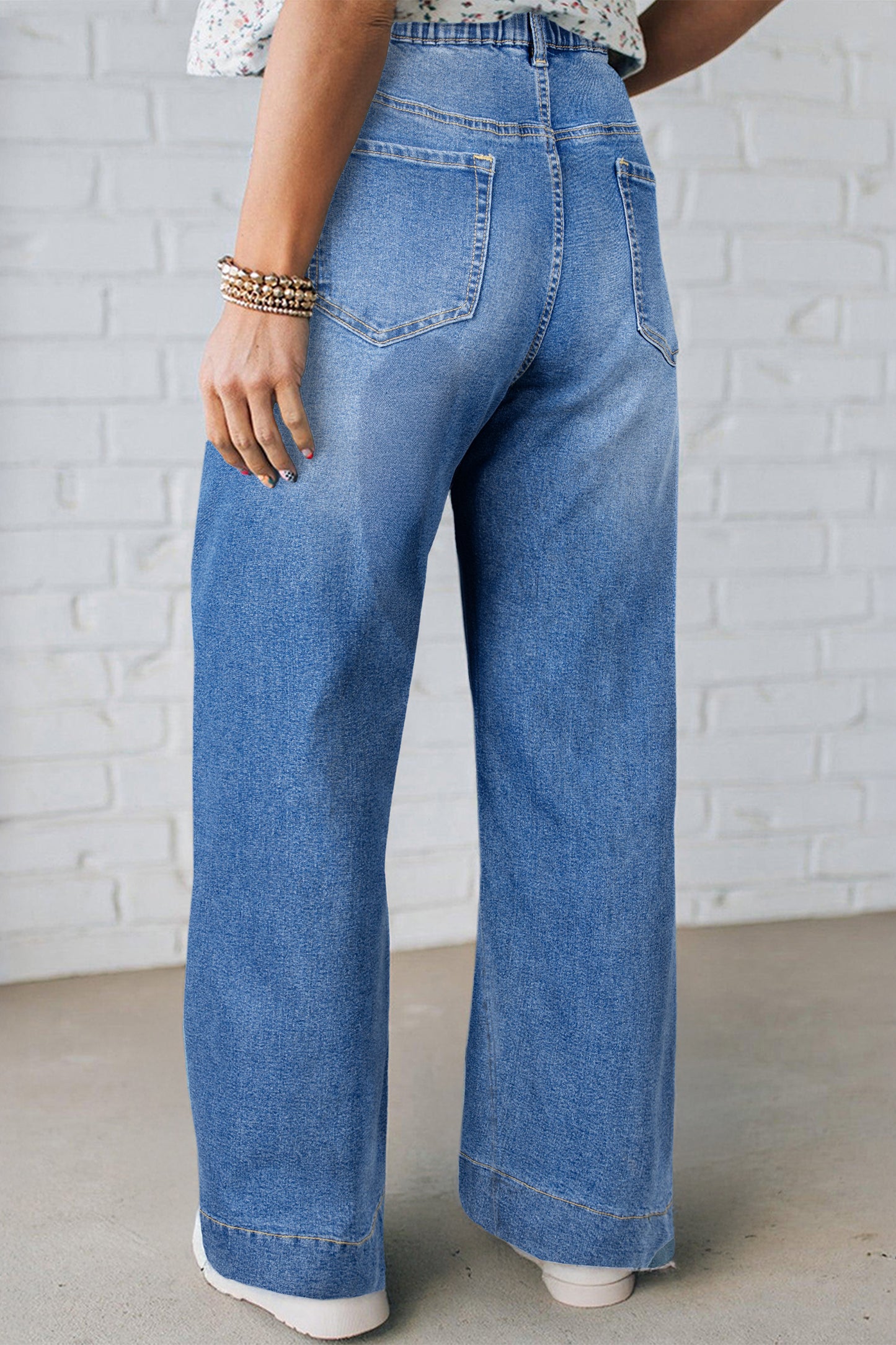 Jeans met acid wash-effect en vetersluiting plus size