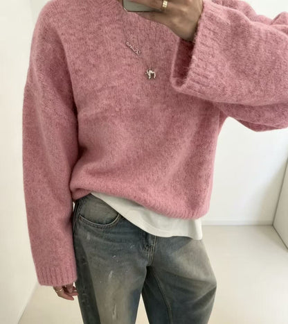 Womens Solid Color Knit Pullover