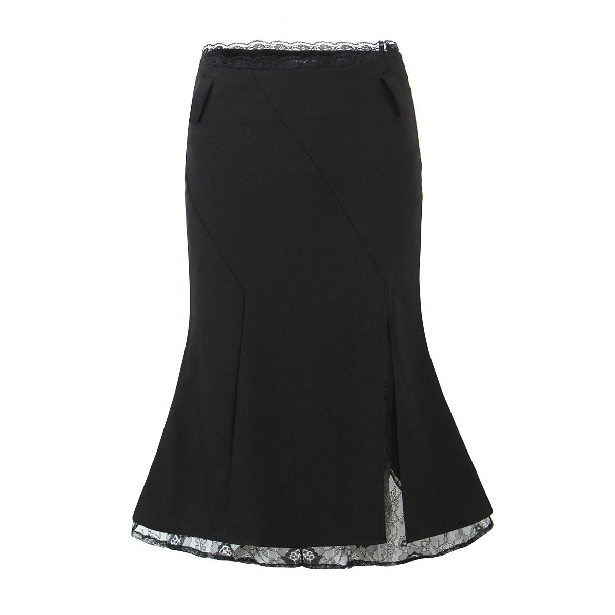 Elegante afslankende kokerrok met kantstiksels en vissenstaart