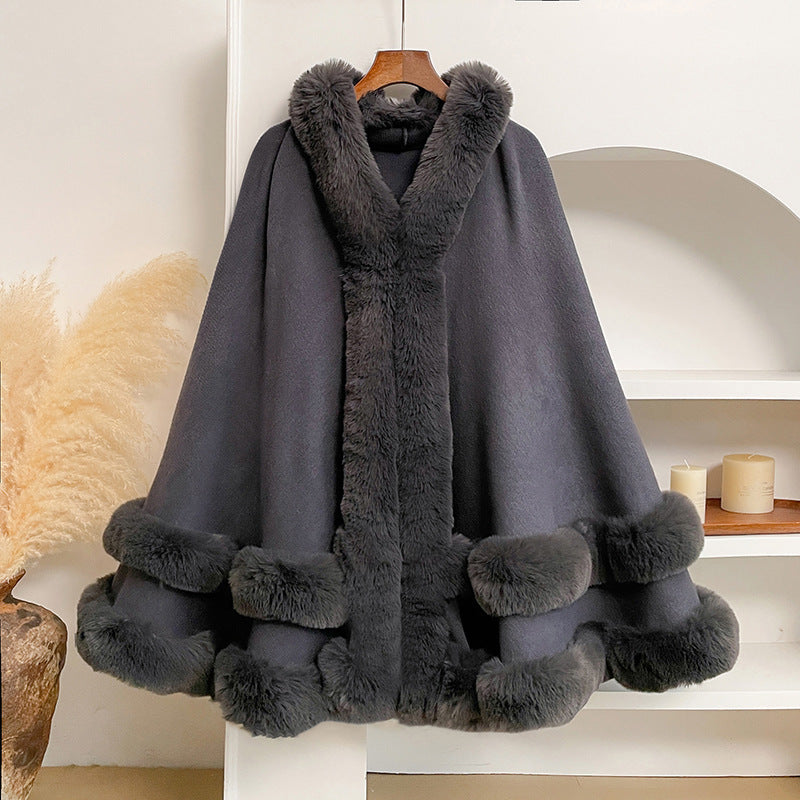 Cashmere knitted cardigan shawl cape coat