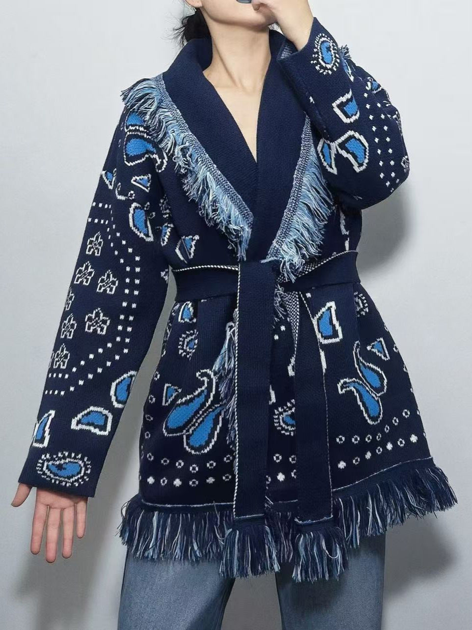 Womens Retro Wool Blend Cardigan