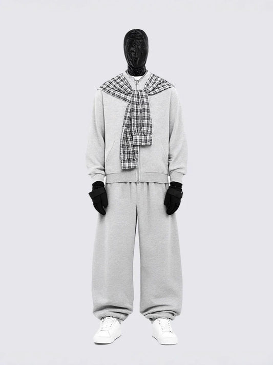 Plaid two-piece hooded casual men's suit