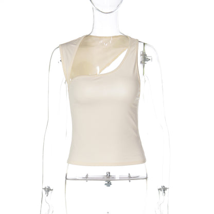 Irregular-neck vest top
