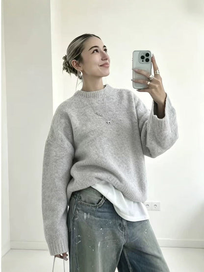 Womens Solid Color Knit Pullover
