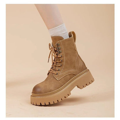 Retro British Style Thick-Sole Mid-Calf Women's Martin Boots