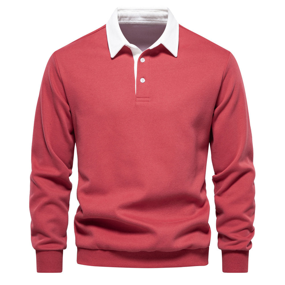 Polo T-shirt voor heren met lange mouwen kraag en knoop of ritssluiting