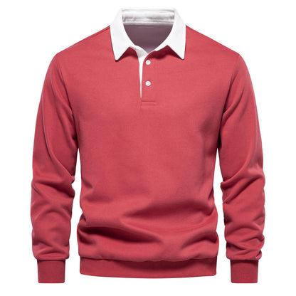Polo T-shirt voor heren met lange mouwen kraag en knoop of ritssluiting
