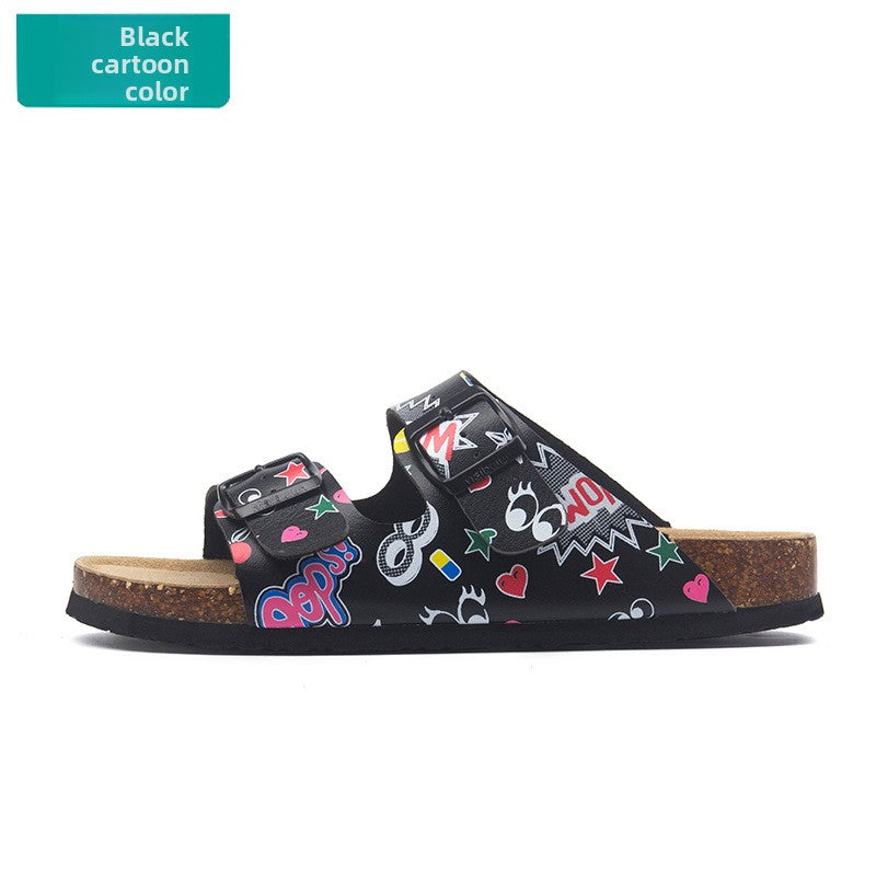Buckle Flats Cork Slippers