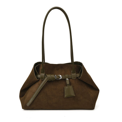 French Style Matte Baguette Shoulder Bag