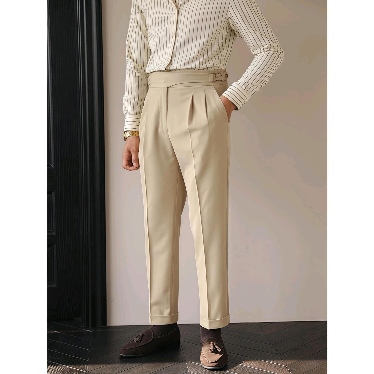 Heren Britse Retro Business Buckle Pants