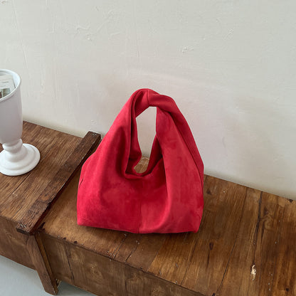 Women Suede Dumpling Bag Vintage Retro Handbag