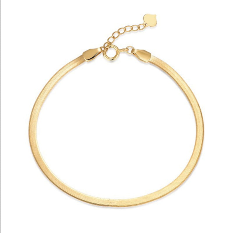 Sterling Silver Flat Snake Clavicle Chain Necklace
