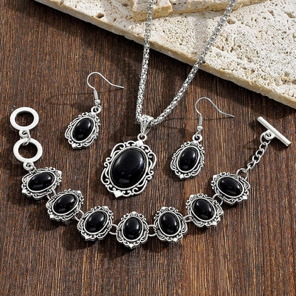 Boheemse stijl sieradenset: oorbellen ketting en armband
