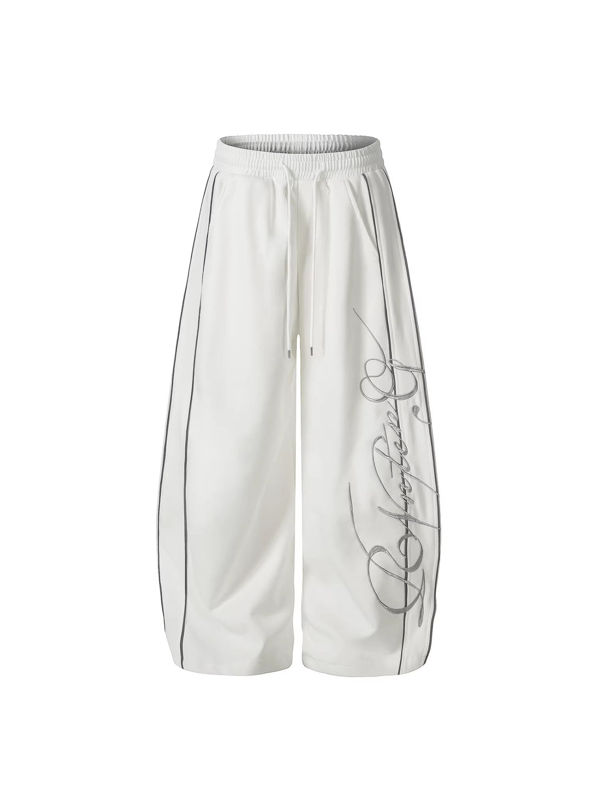 Unisex Letter Embroidery Wide-Leg Street Style Sweatpants