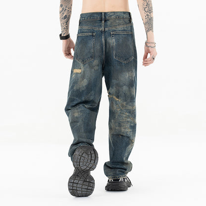 Washed Japanese Casual Straight Jeans