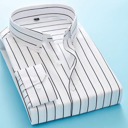 Men's Striped Long-Sleeve Shirt Trendy Versatile Top