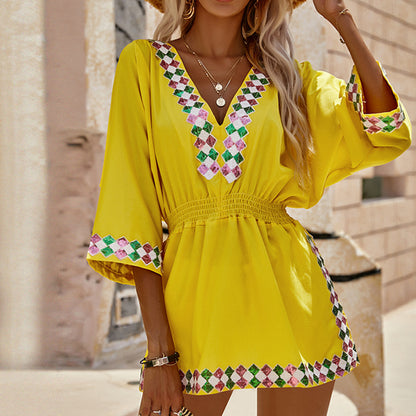 Lady's sequined sun protection beach dress