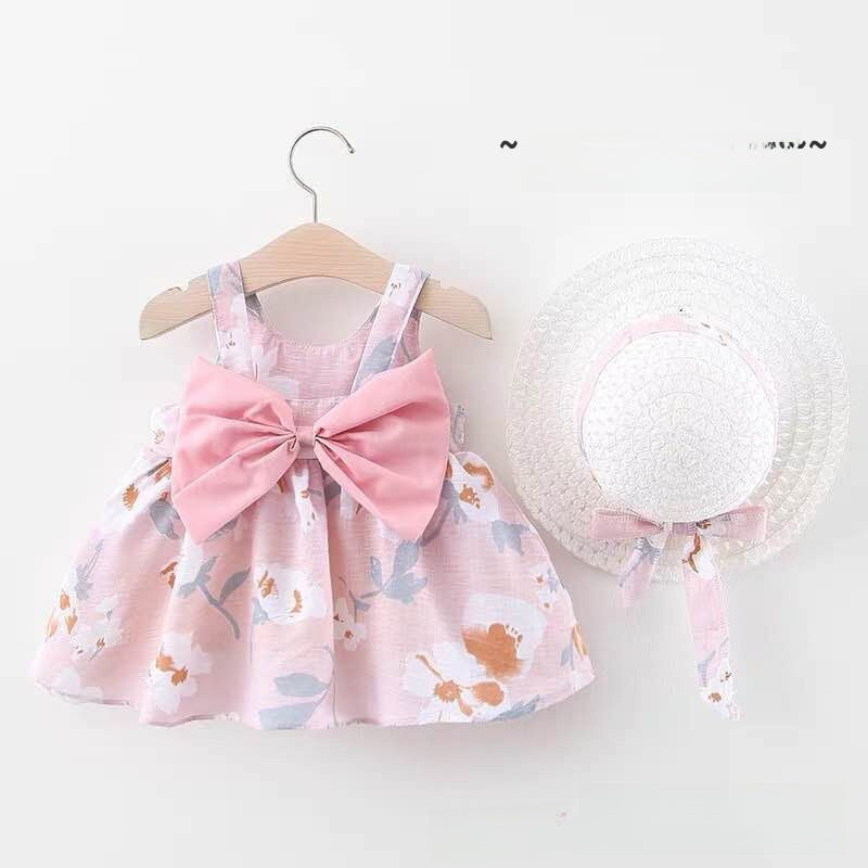 Girls Floral Summer Dress with Hat