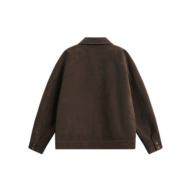 Retro Metal Buckle Solid Color Unisex Workwear Jacket