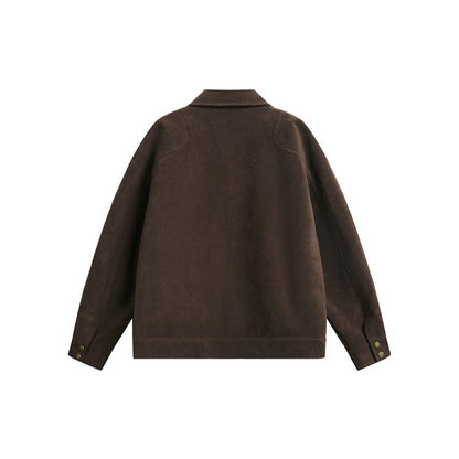 Retro Metal Buckle Solid Color Unisex Workwear Jacket