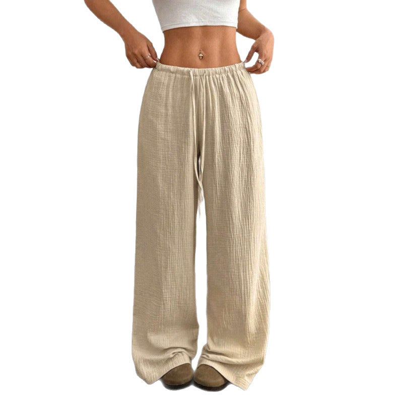 High Waist Wide Leg Cotton Trousers