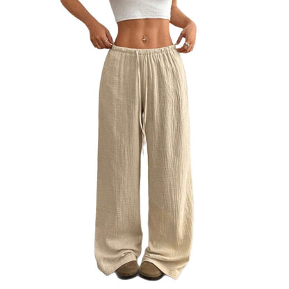 High Waist Wide Leg Cotton Trousers