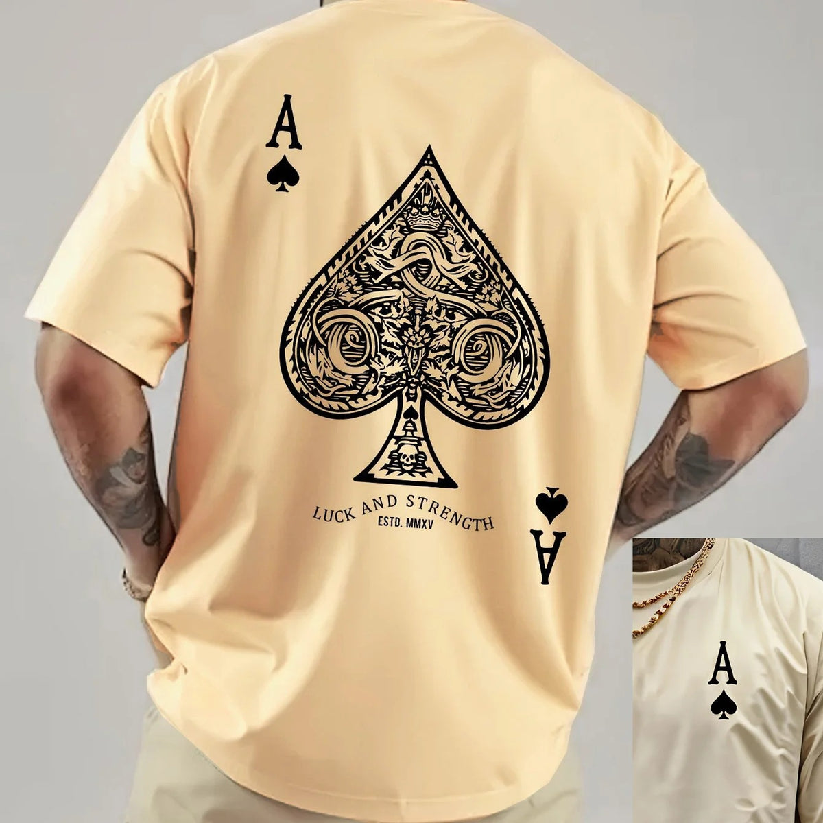 Men's cotton loose-fitting retro ironing pattern T-shirt