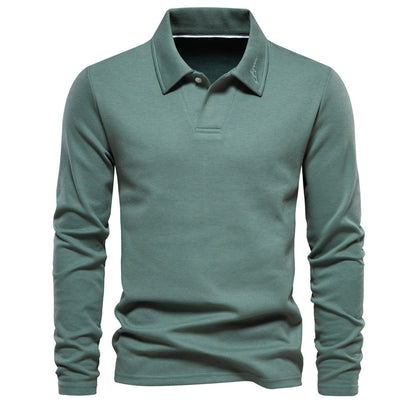 Polo T-shirt voor heren met lange mouwen kraag en knoop of ritssluiting