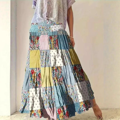 Bohemian populaire lange rok met bloemen patchwork voor dames