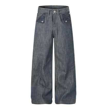 Loose Fit Cotton Denim Jeans Lake Green