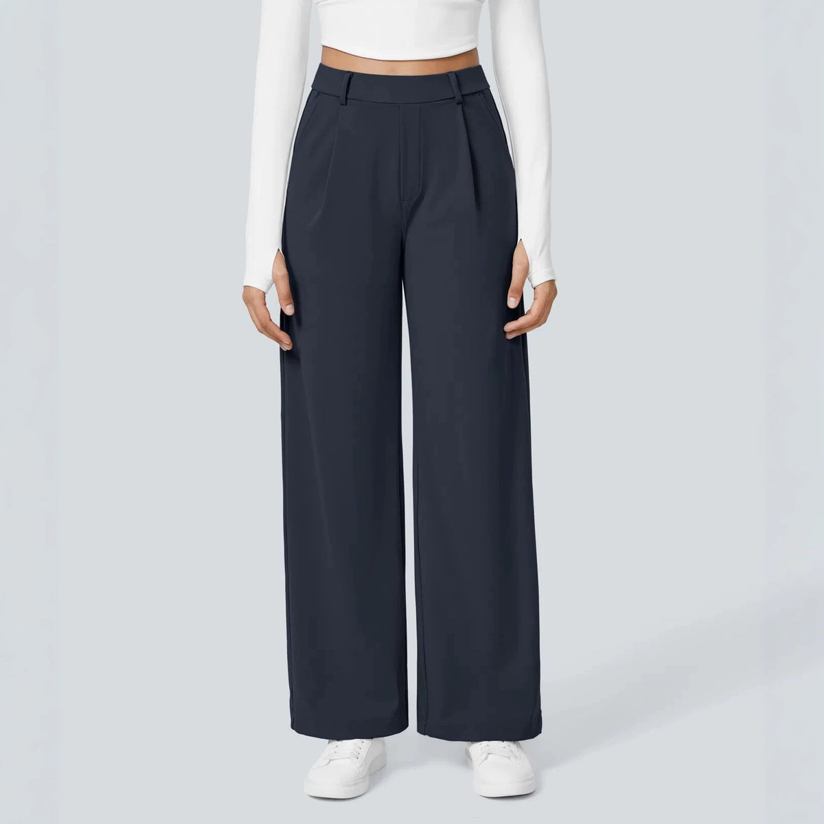 Women's High-Waist Straight-Leg Pocket Casual Outdoor Trousers