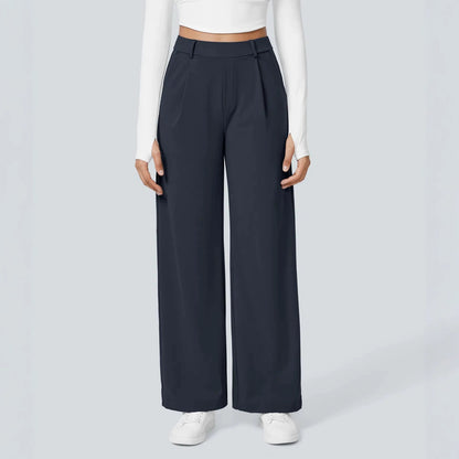 Women's High-Waist Straight-Leg Pocket Casual Outdoor Trousers