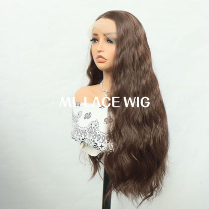 Lady with long flowing hair and headwear