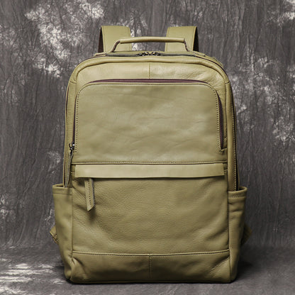Retro genuine cowhide double-shoulder computer backpack