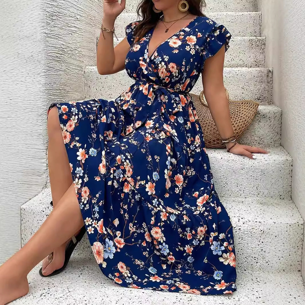 Plus size gebloemde maxi-jurk