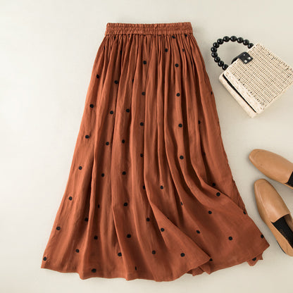 cotton and linen long skirt