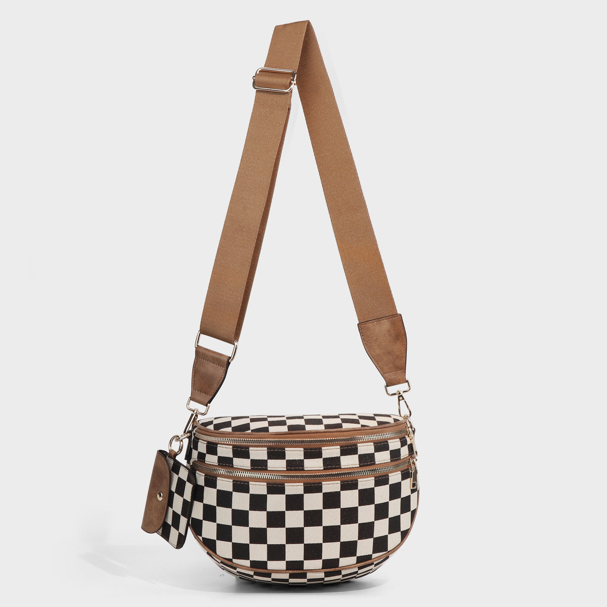 Checkerboard Pattern Crossbody Shell Bag
