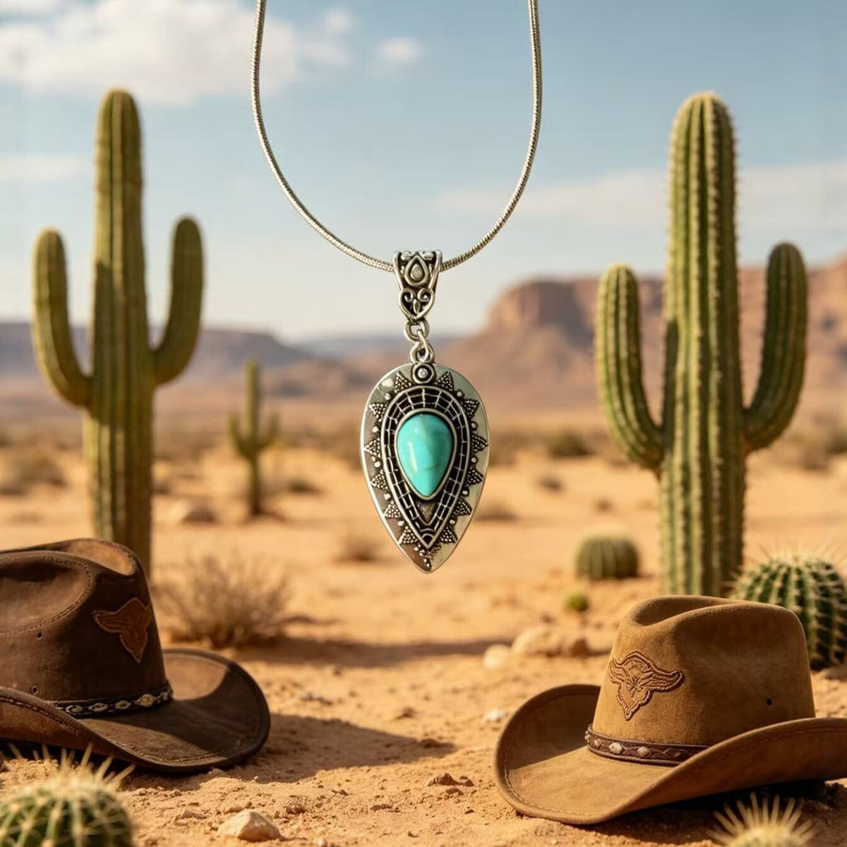 Retro Water Drop Turquoise Pendant Necklace