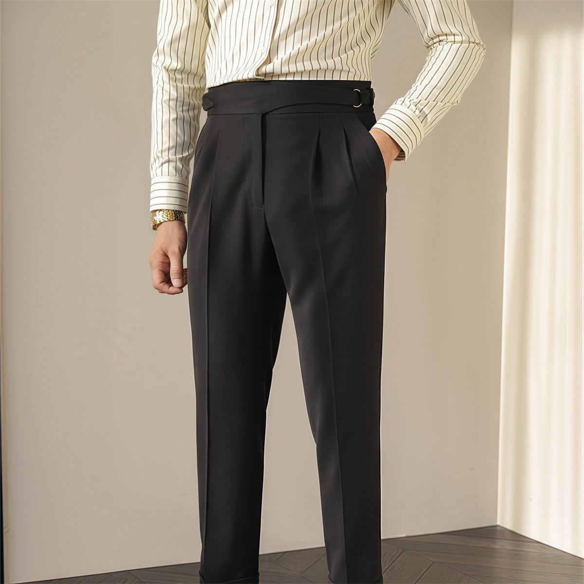 Heren Britse Retro Business Buckle Pants