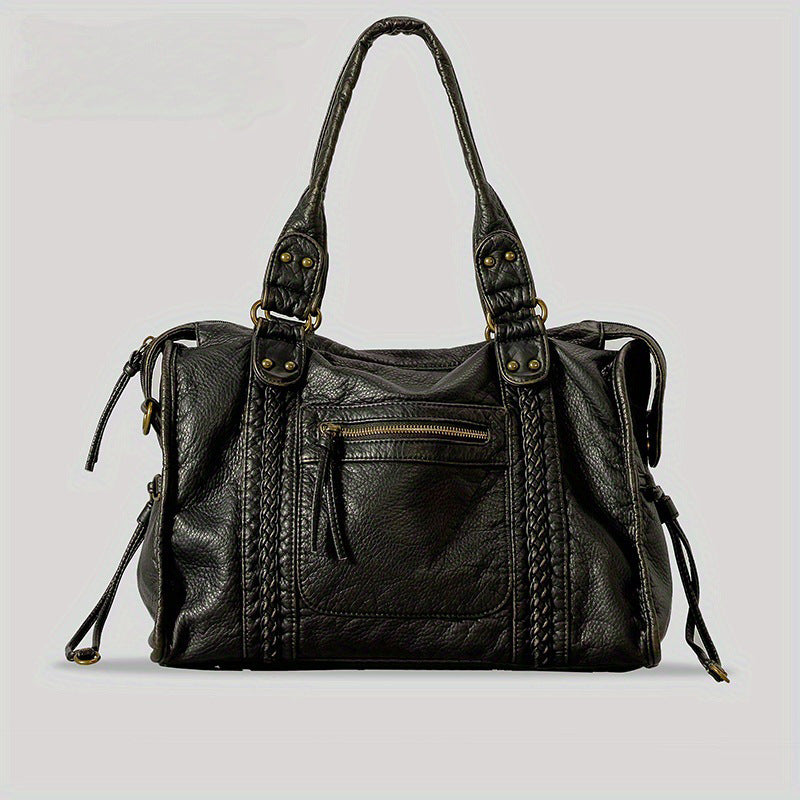 Women Soft Washed Leather Shoulder Bag