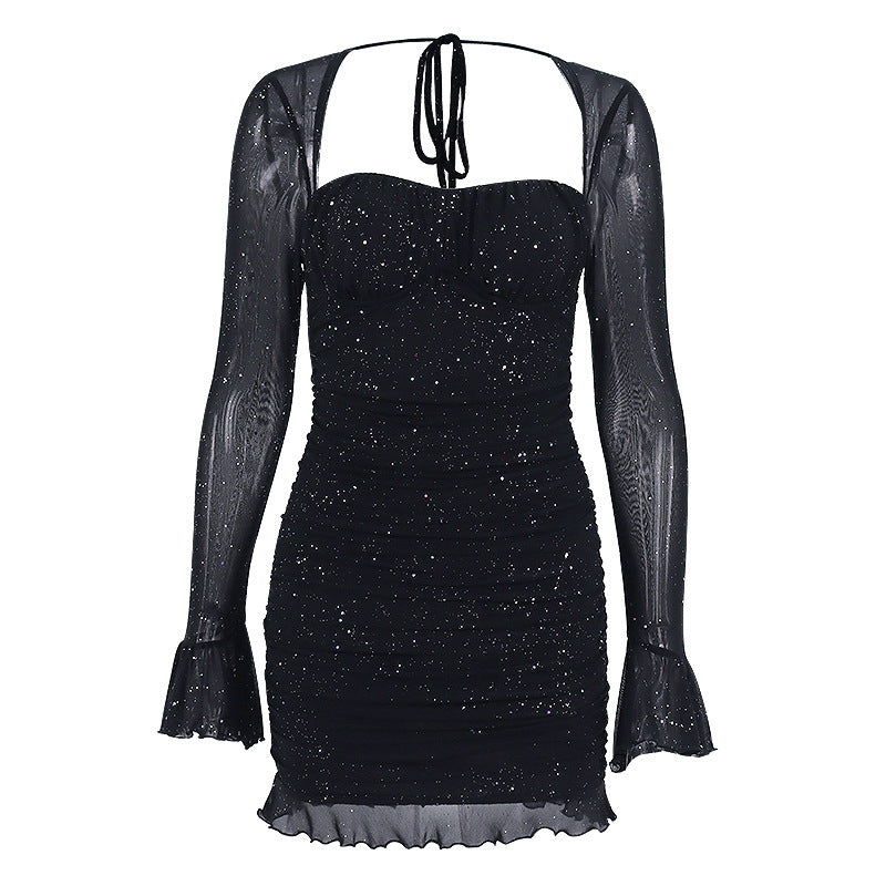 Amerikaanse sexy mesh pailletten jurkje