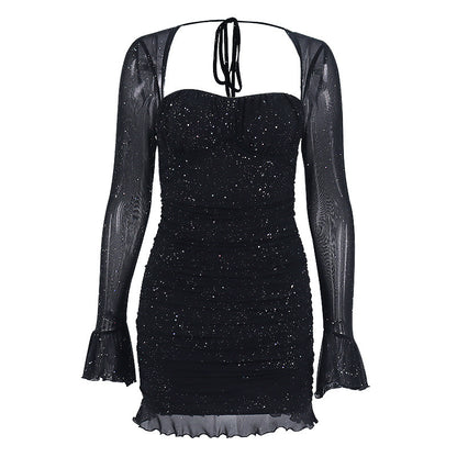 Amerikaanse sexy mesh pailletten jurkje