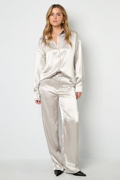 Zijden look broek