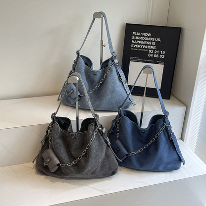 Women Denim Tote Bag Large Capacity Shoulder Crossbody Bag