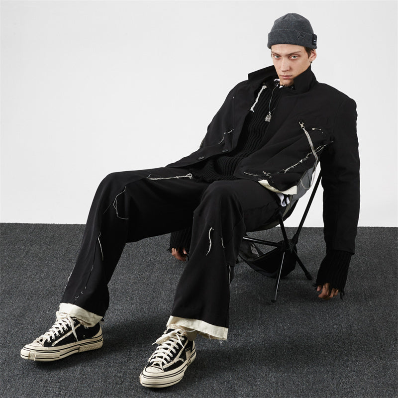 Heren Designer Colbert Met Ruwe Zoom En Ketting Detail